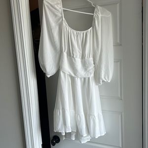 White sundress. Open back.